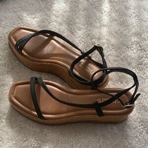 Chico's Carlina Espadrille Wedge Sandals 
Fun strappy black 2.5” wedge, size 9.5